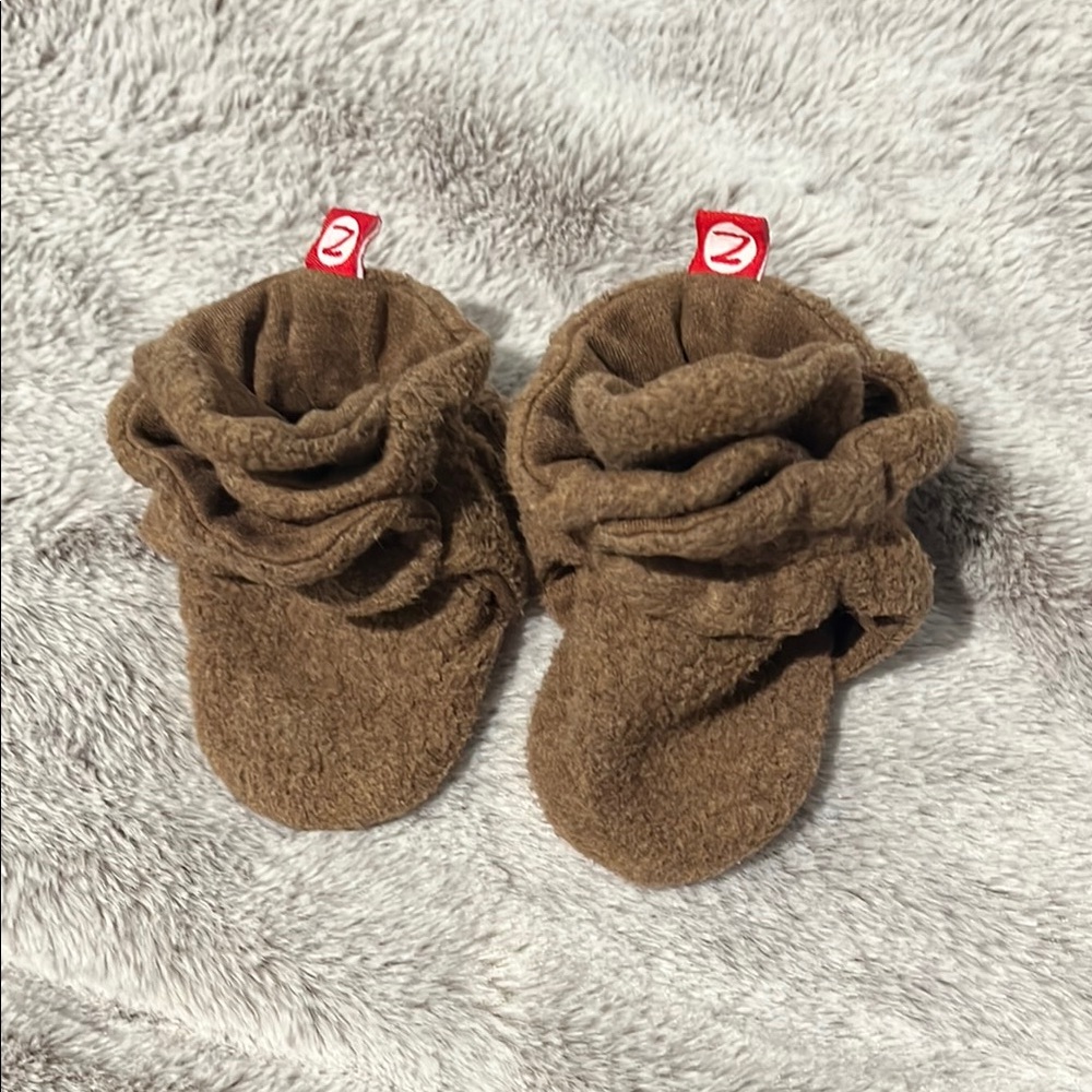 Zutano Brown Fleece Baby Booties